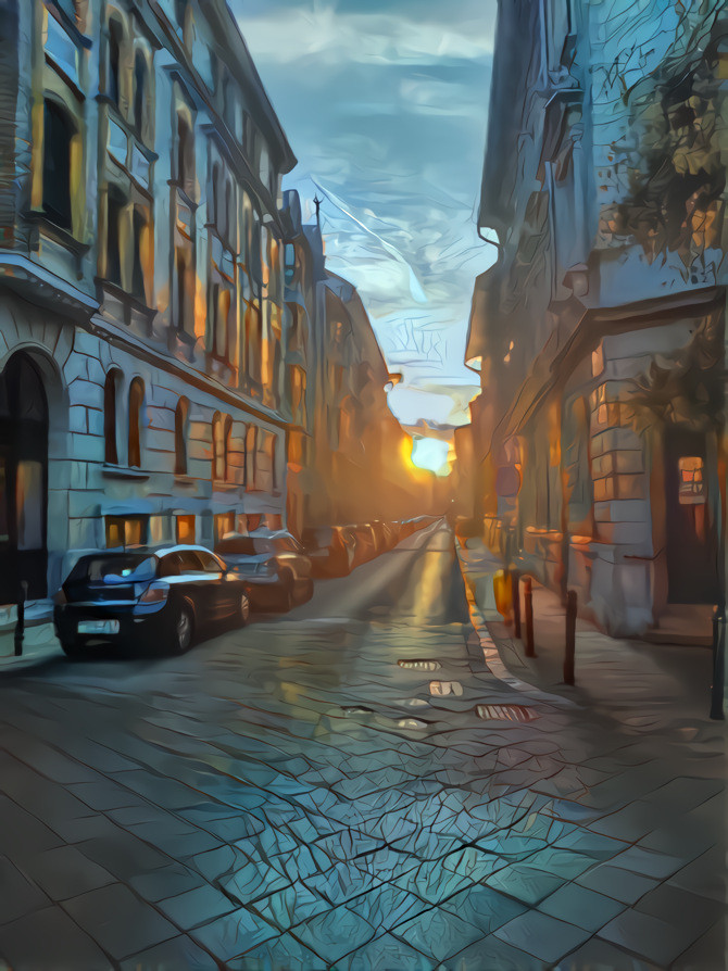 Sunset over the street