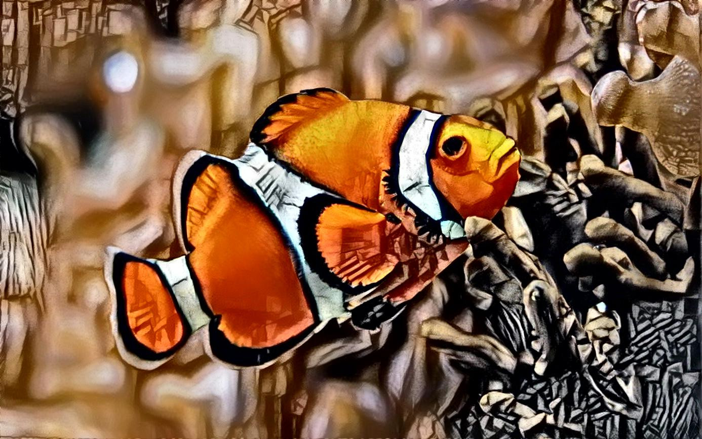 Clown fish in the world of cubism