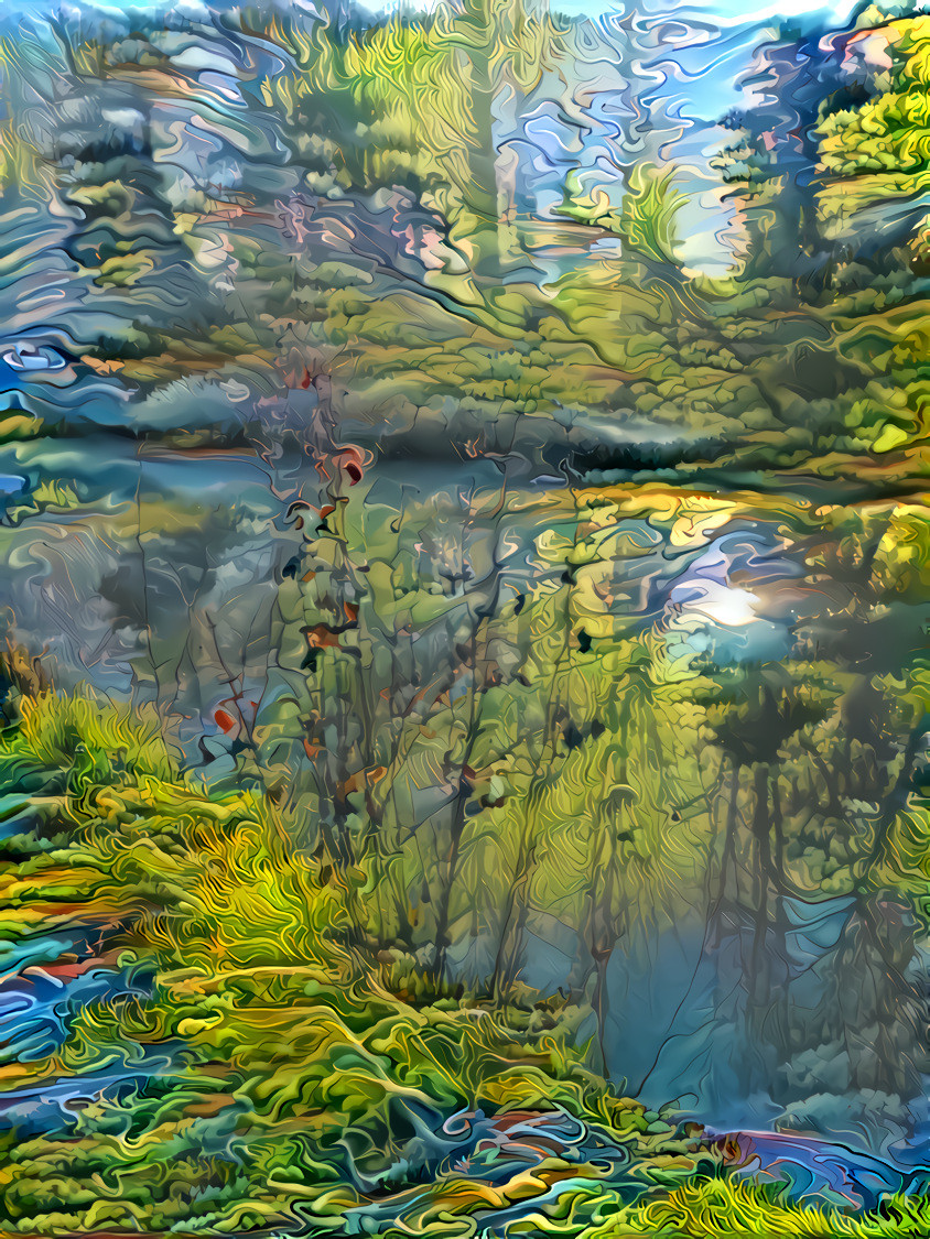 "Swirling Reflections" - by Unreal from own photo.