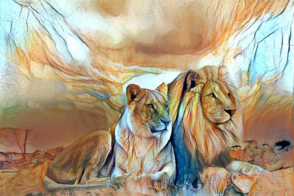 Lion Pair Portrait