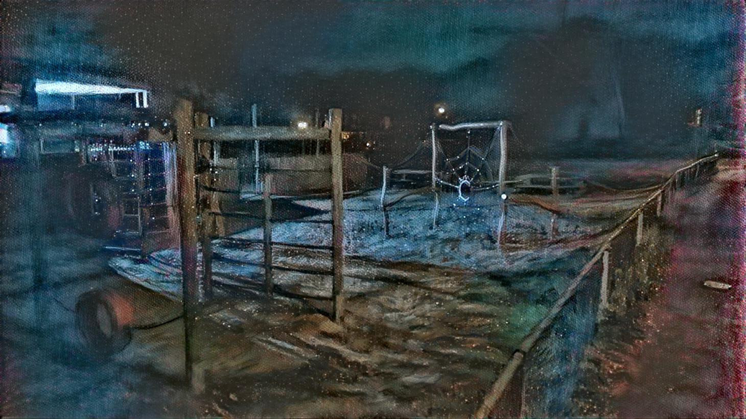 School playground at night