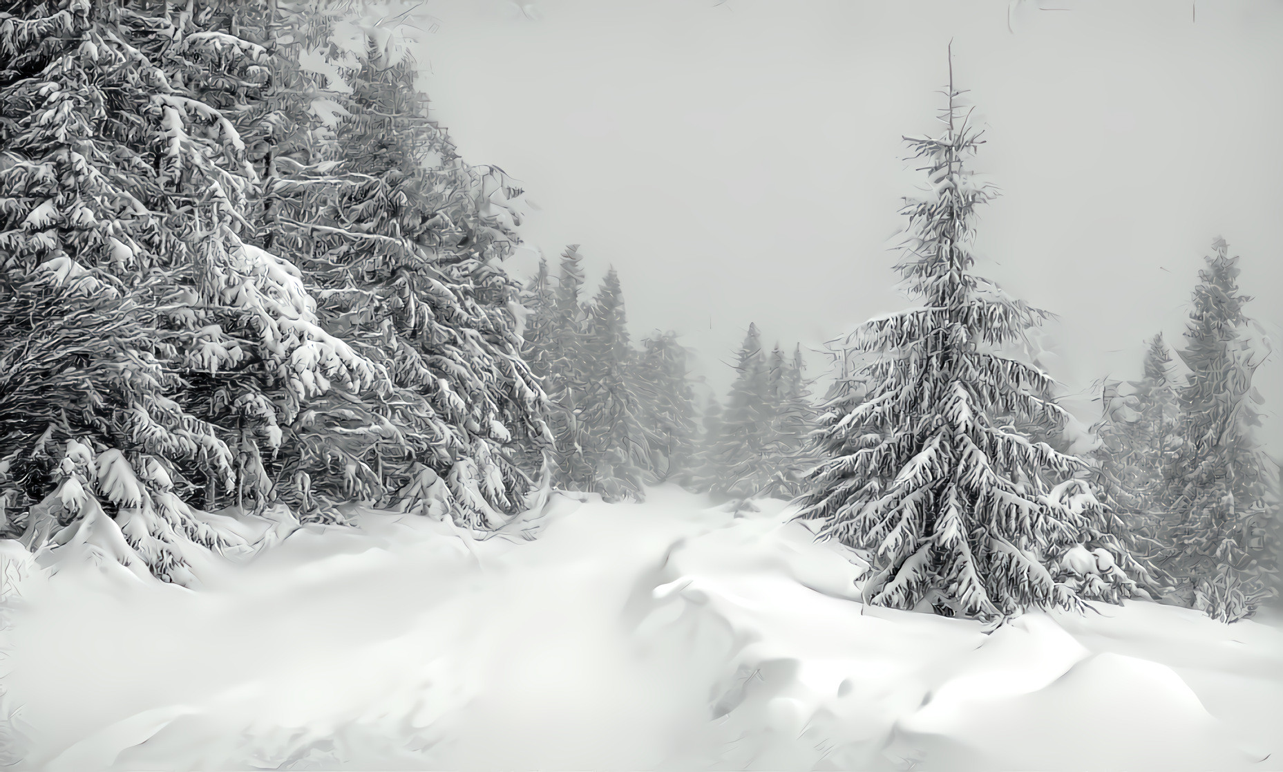 Path Through Snow and Trees