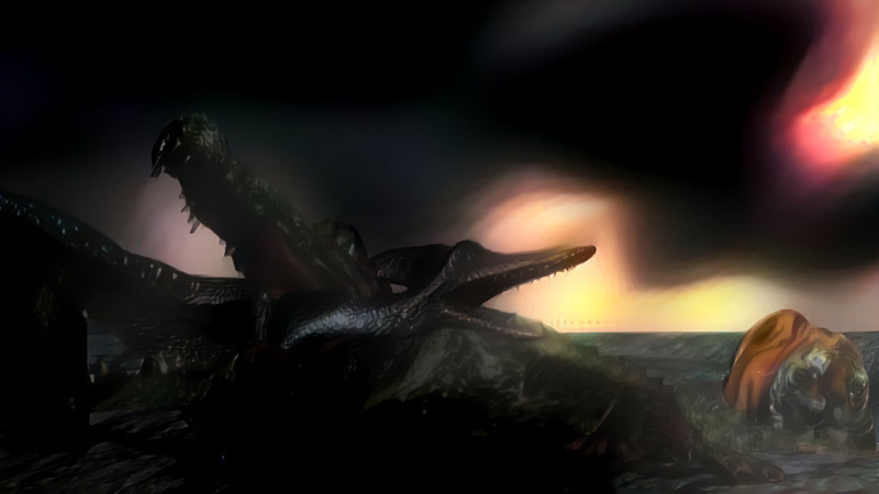 Crocodile Eating a ptyradactyle (made with CGI Software)