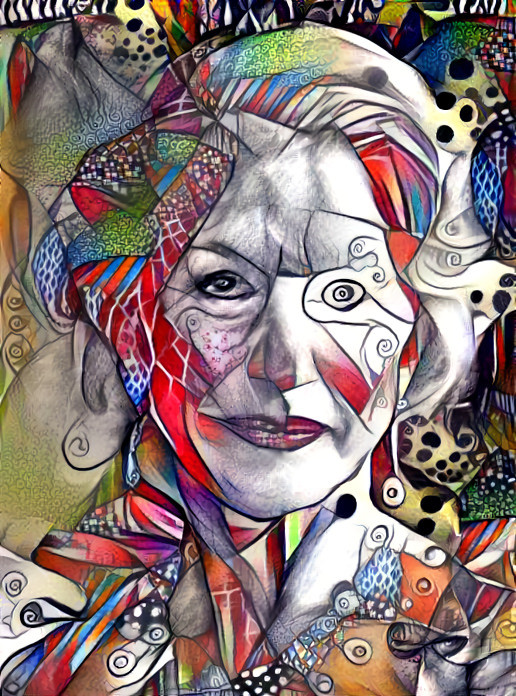 helen mirren portrait, mixed media retexture