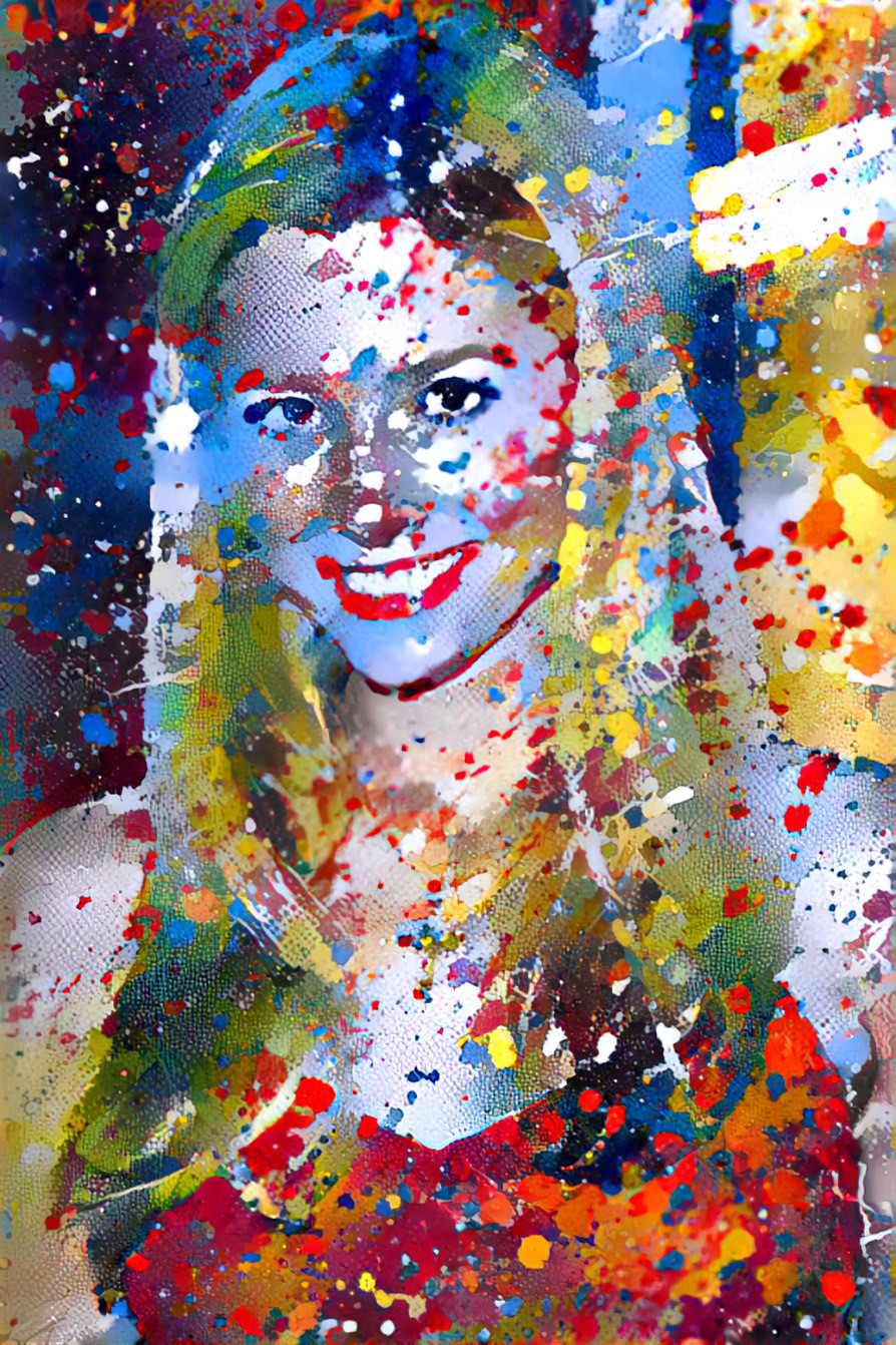 mira sorvino, color dots painting