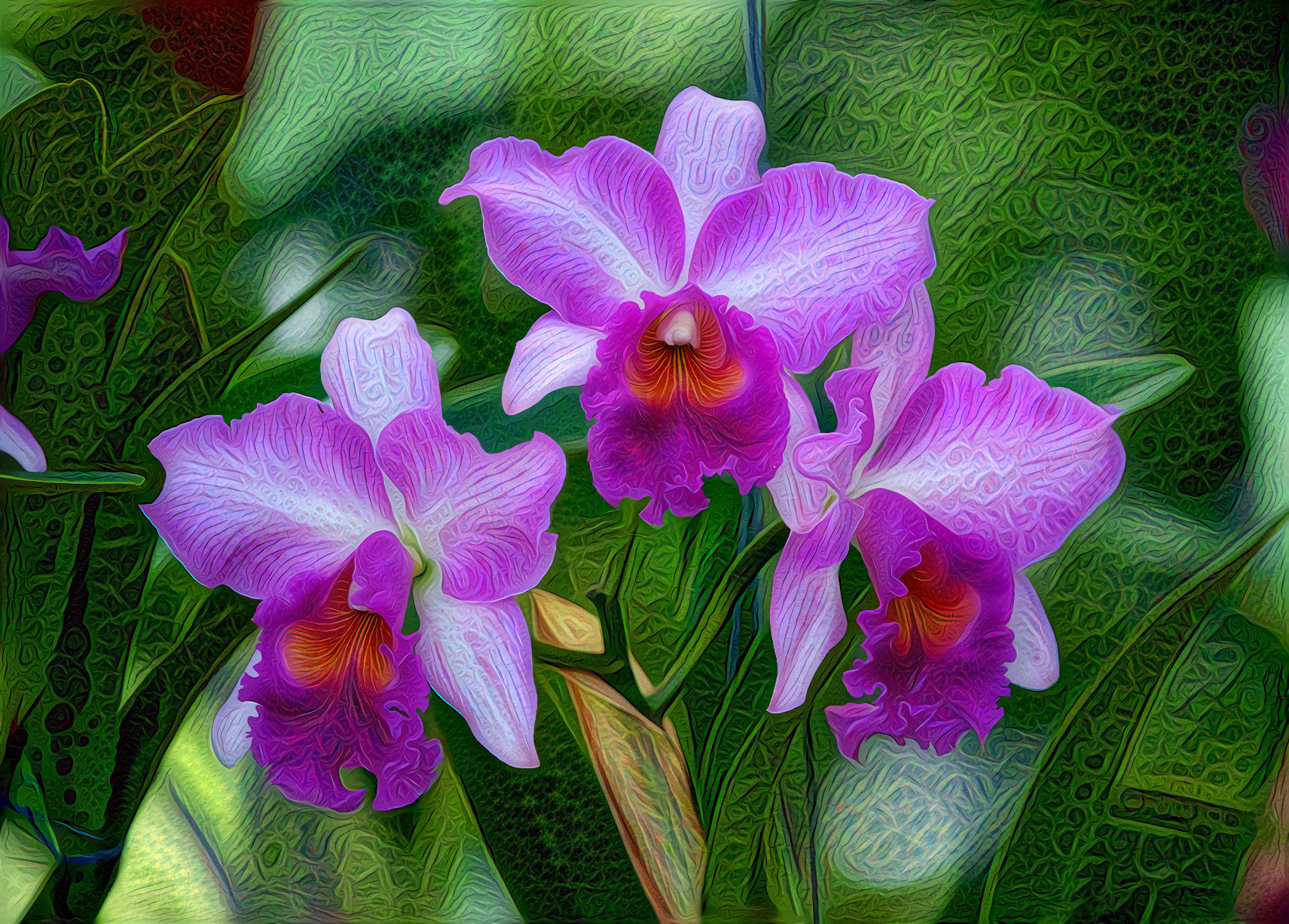 Purple Orange Orchids