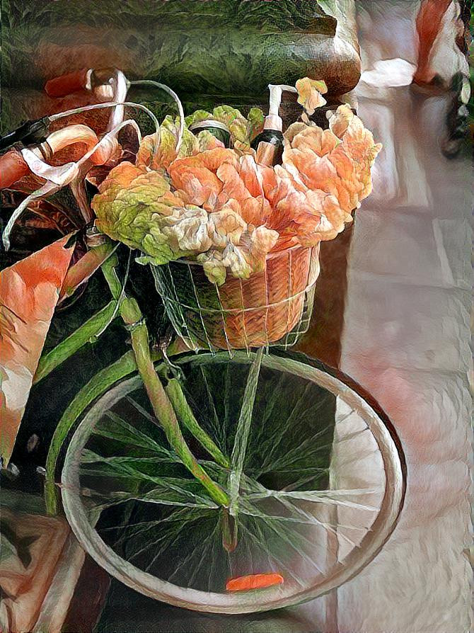 Bicycle with flowers.