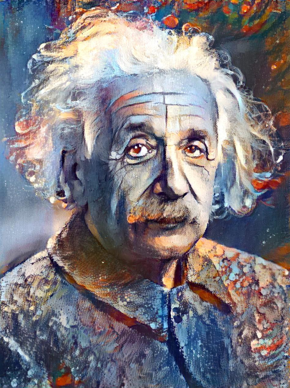 Painted Einstein, with Brush Strokes