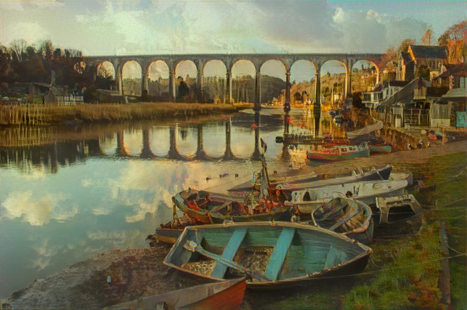 Calstock Viaduct with boats