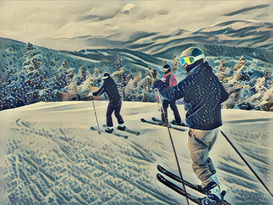 Skiing with friends at Sunday River