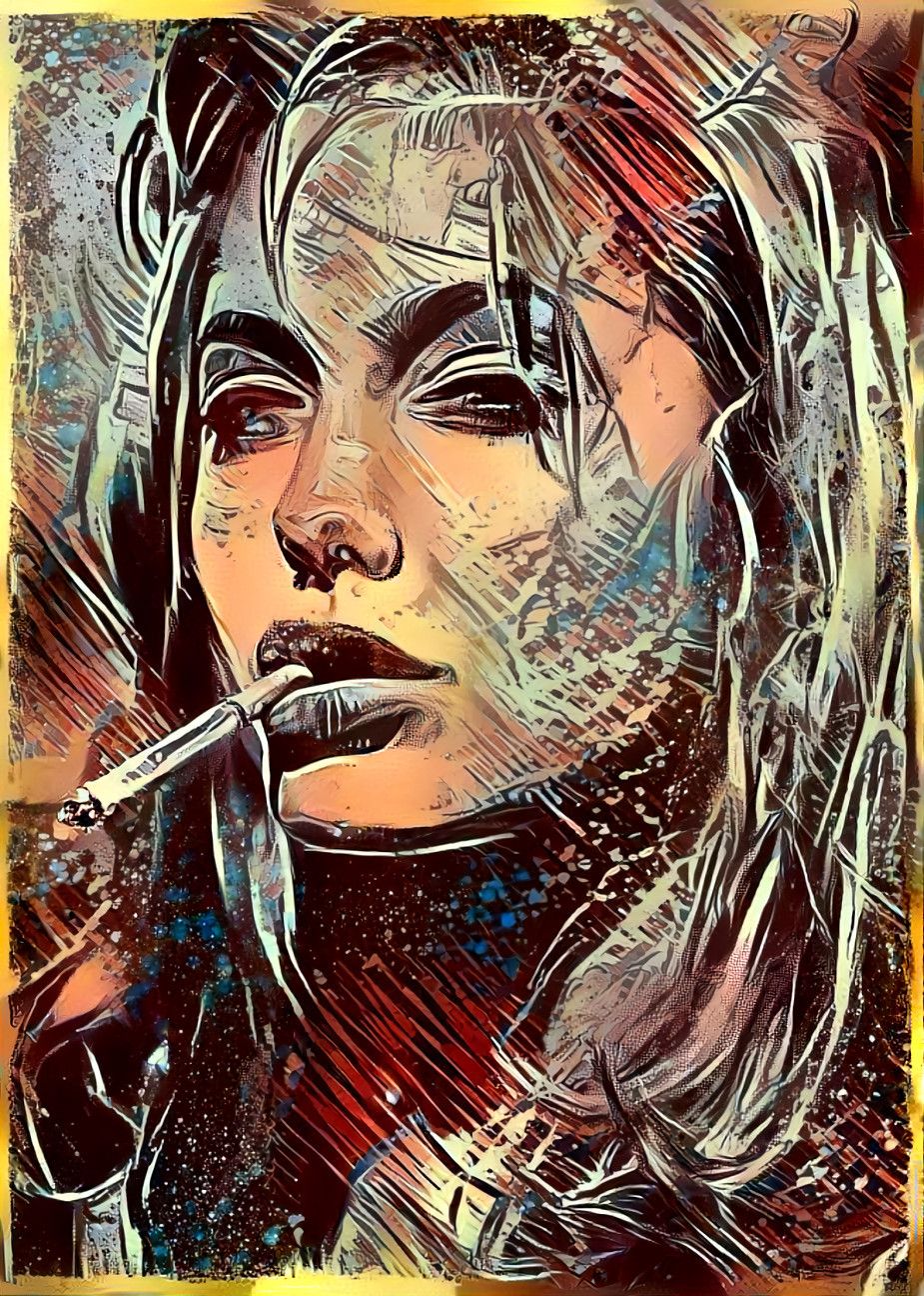 angelina jolie has a smoke, cigarette, cartoon