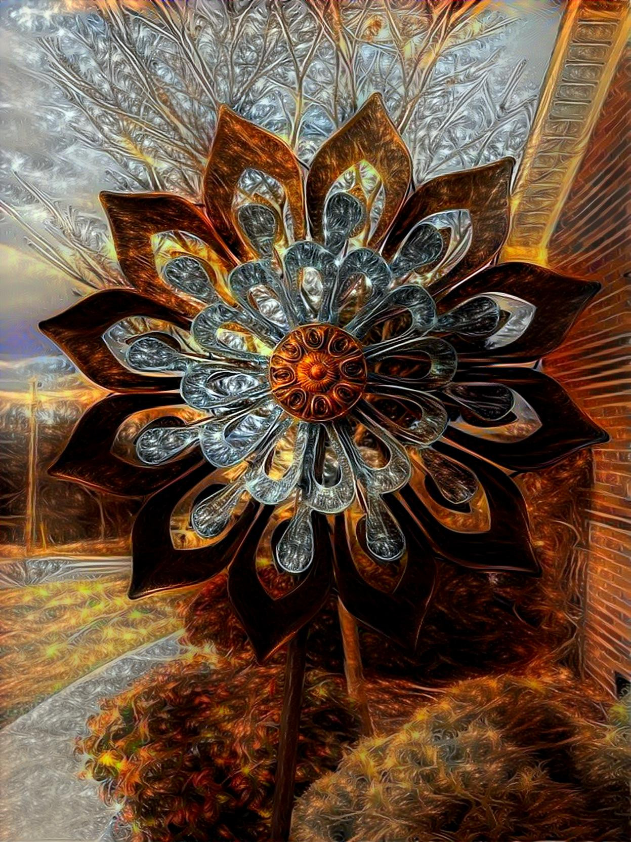 Deep Dream Yard Windmill