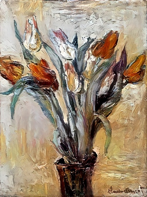 Vase of Tulips by Monet - wikiart.org