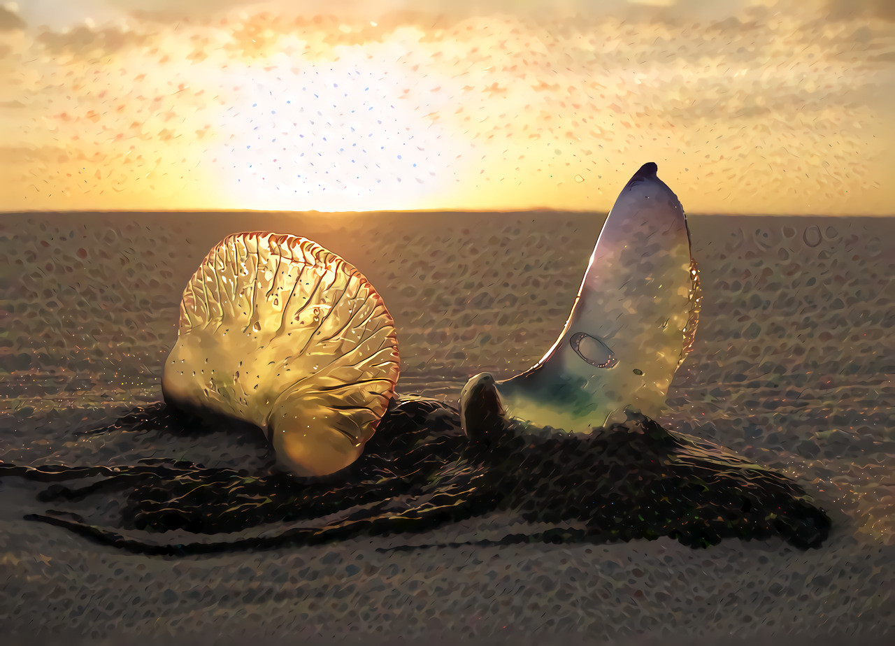 Jellyfish, Sunset on the Beach