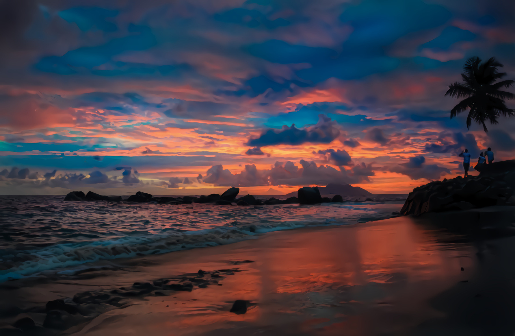 Sunset, Sea, Beach