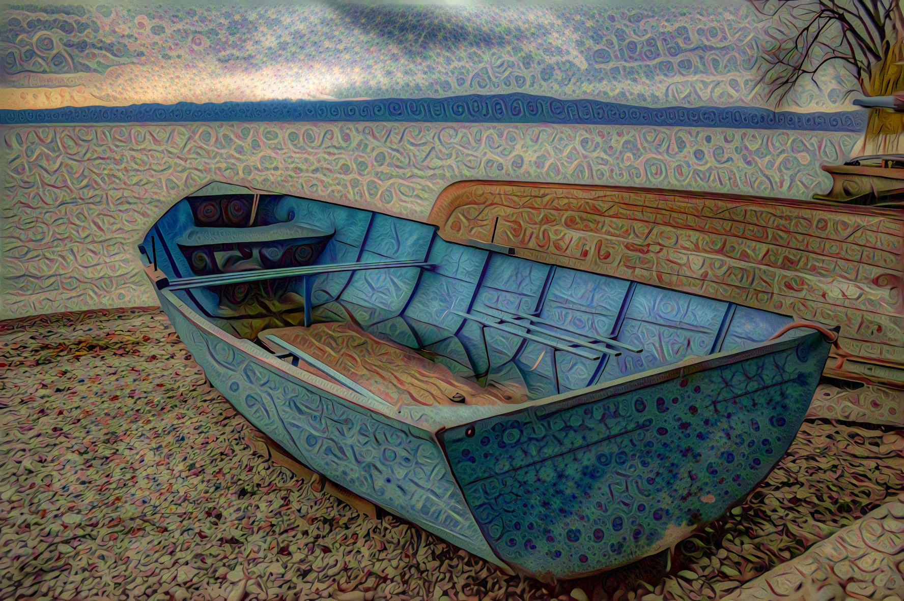 Blue Boat at the Lakeside