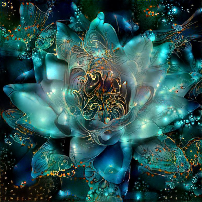 Lotus flower glowing at night