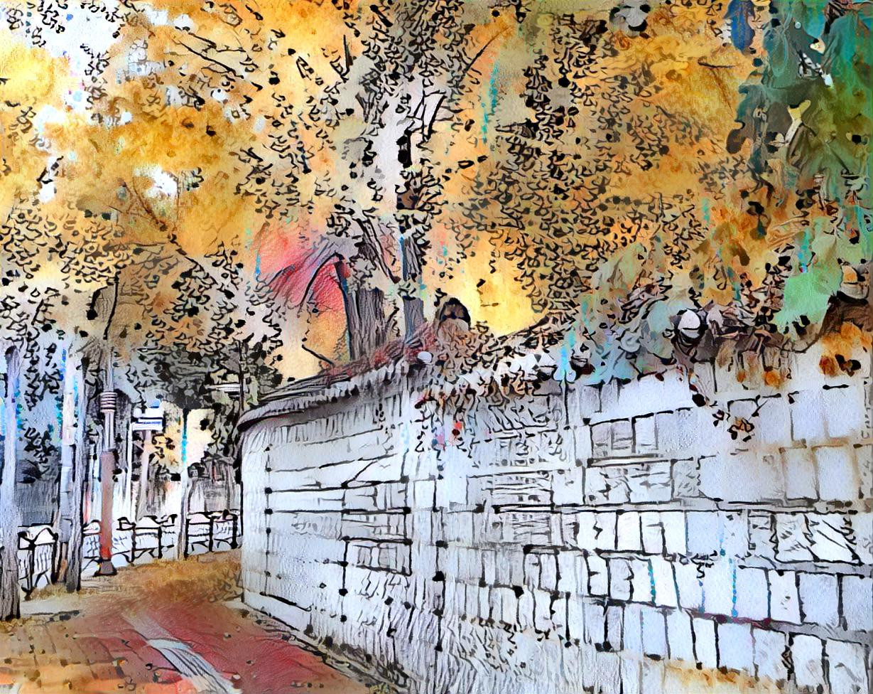 Stone Wall road in downtown Seoul. 