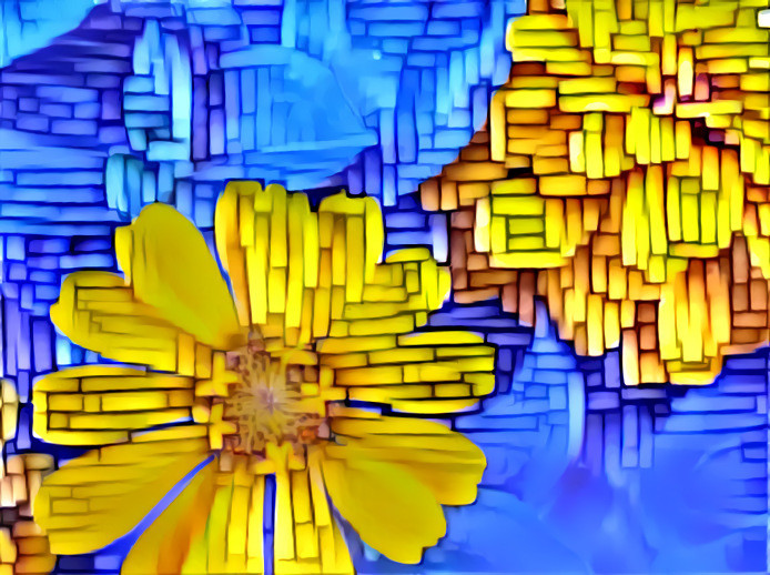 Yellow Flowers, Blue Background #1