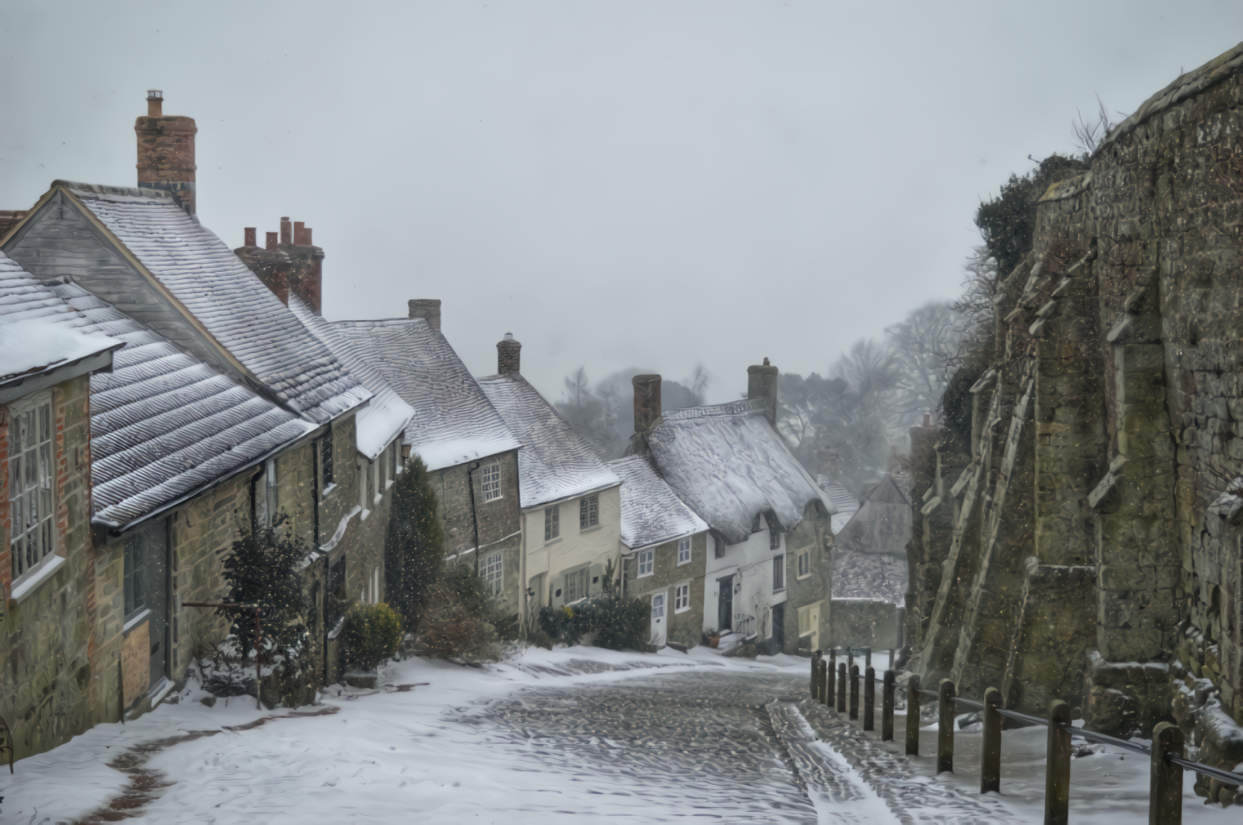 Houses, Snow on the Hill