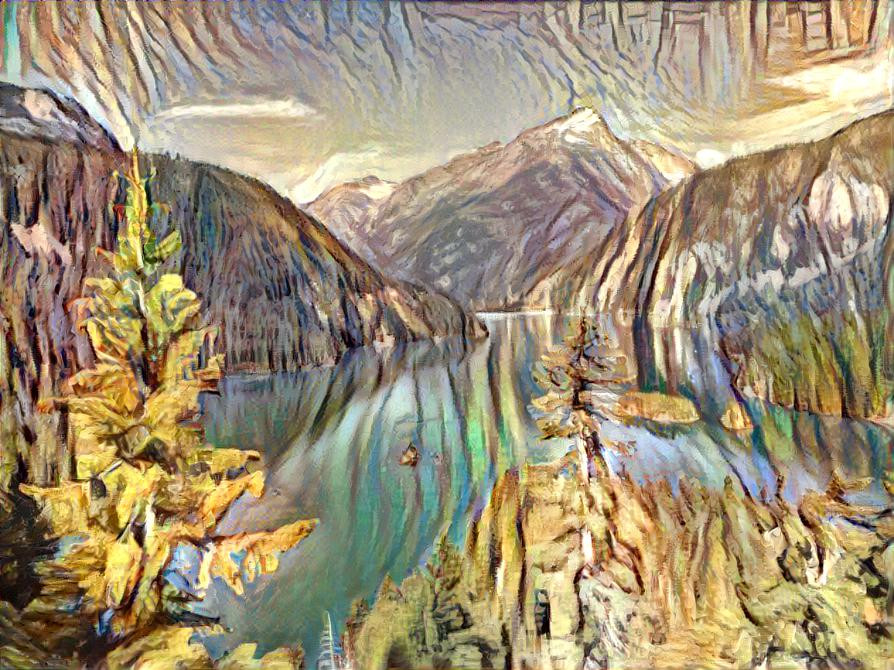 Diablo Lake in the mode of Van Gogh