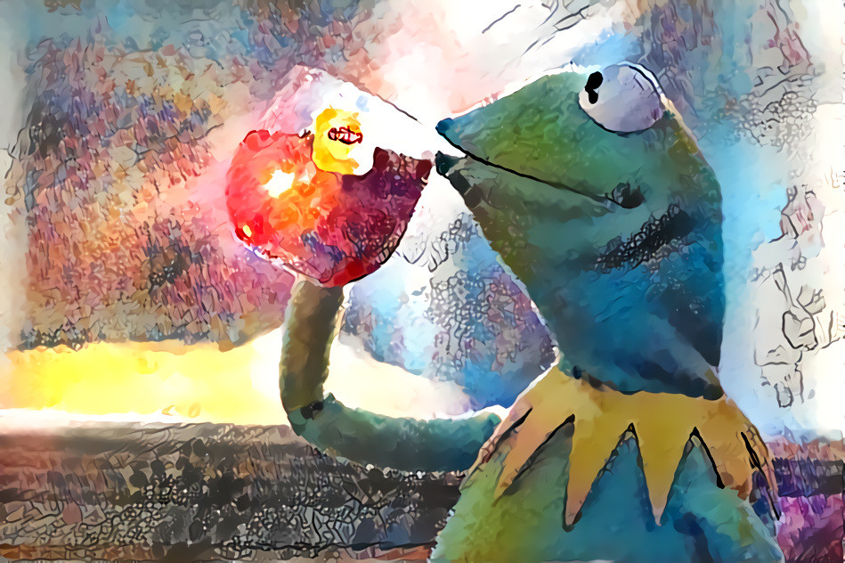 Kermit sipping tea, the artsy way