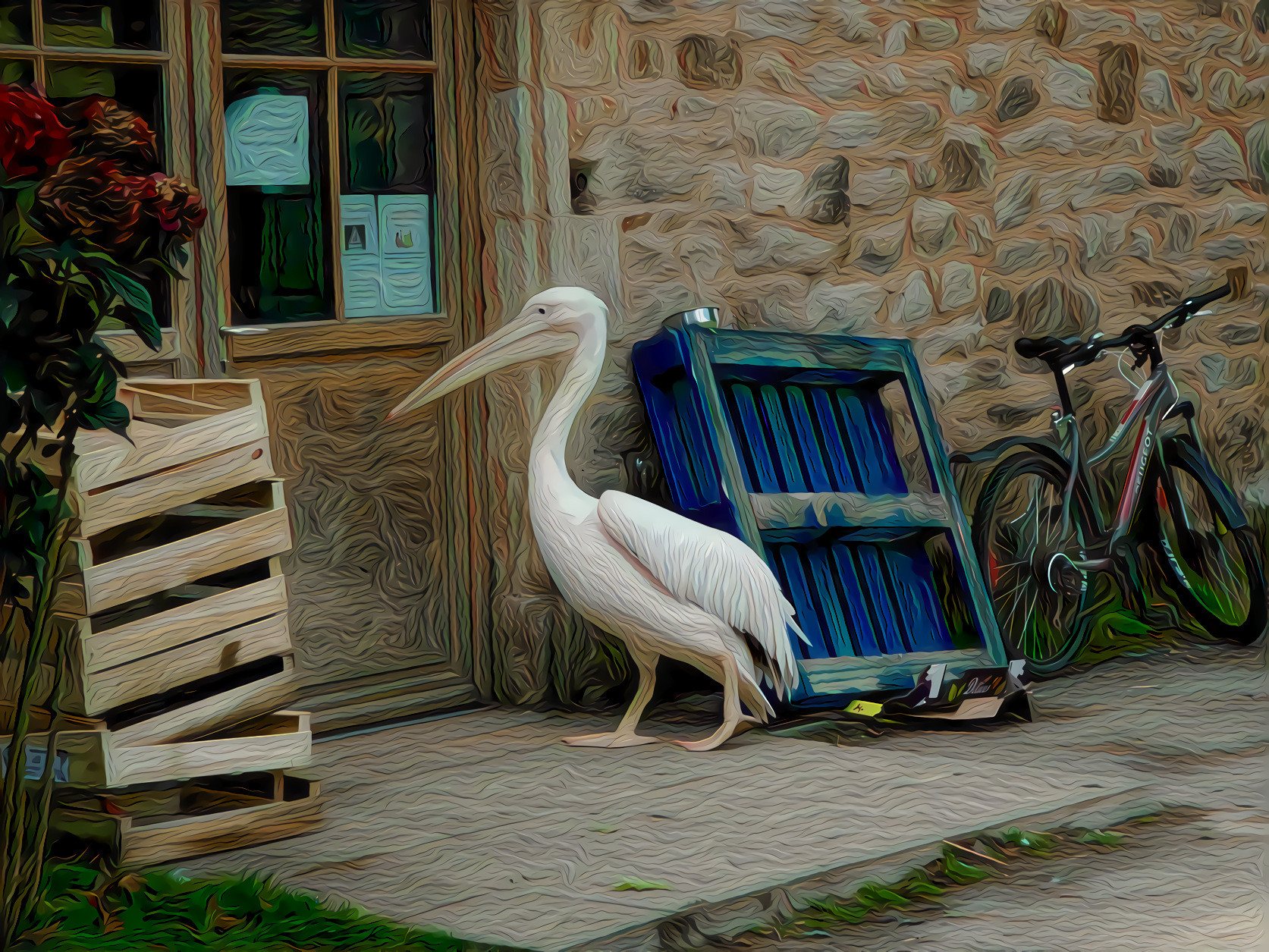 Pelican, 9 to 5 at the Fish Market...