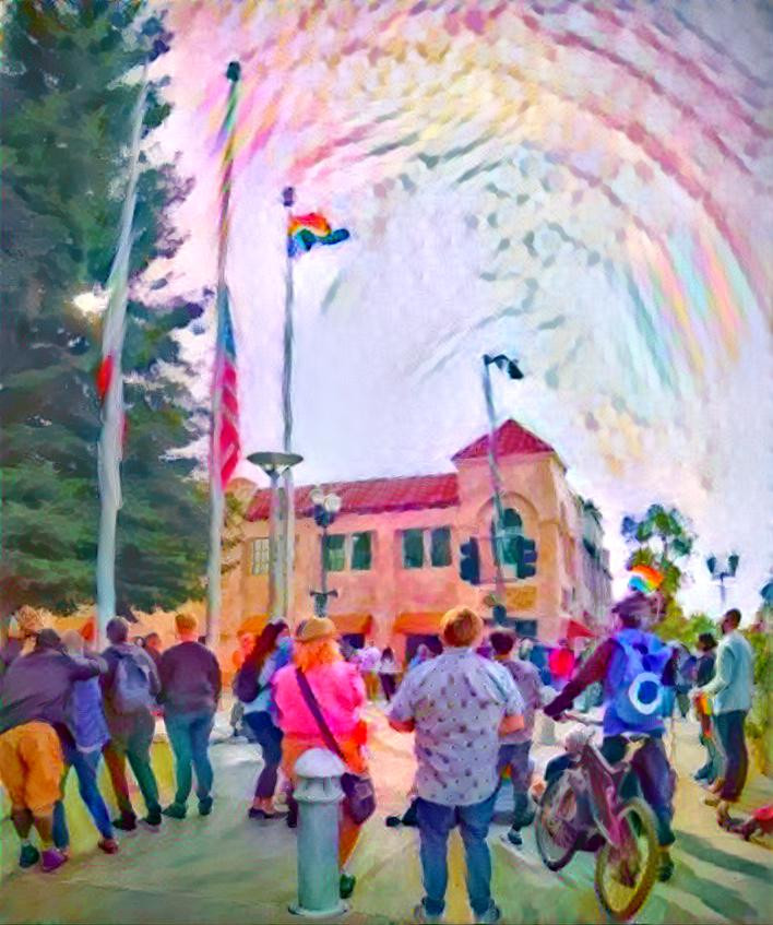 Raising the rainbow flag