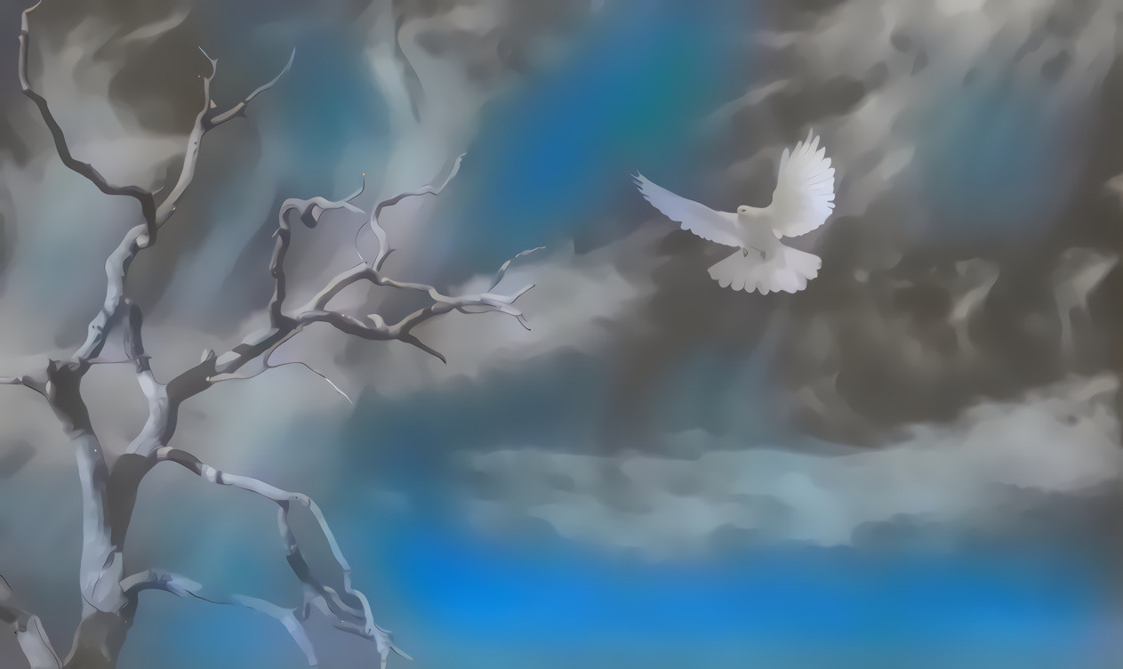 Dove Flying to the Tree