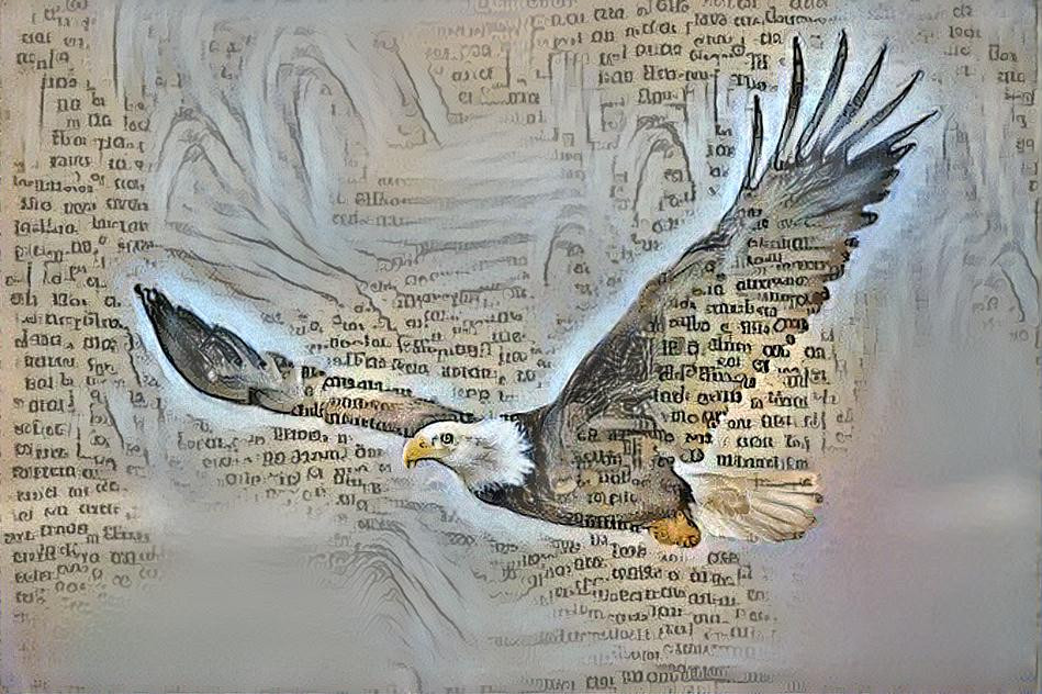 Eagle in book page art style