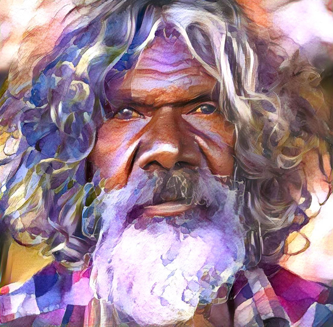 Purple watercolour Gulpilil