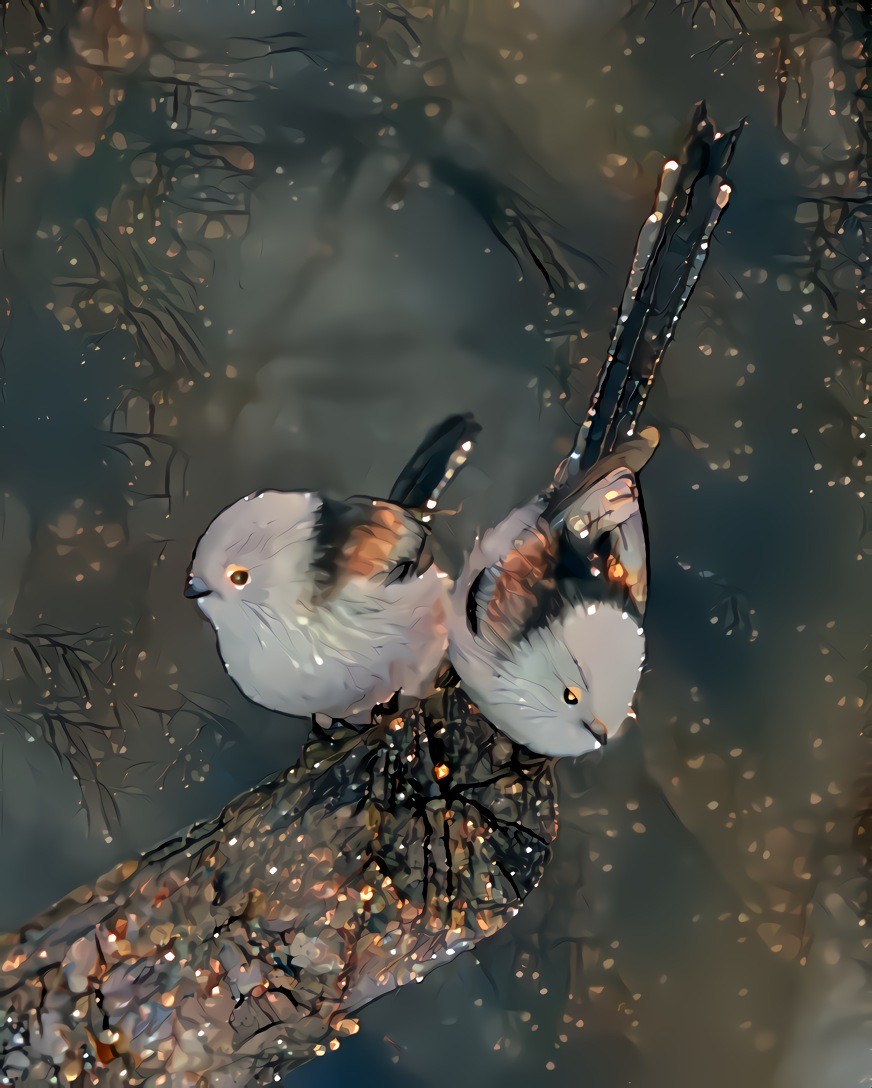 Long-tailed tits, called in Russian &quot;opolovnik&quot; (pouring spoon)