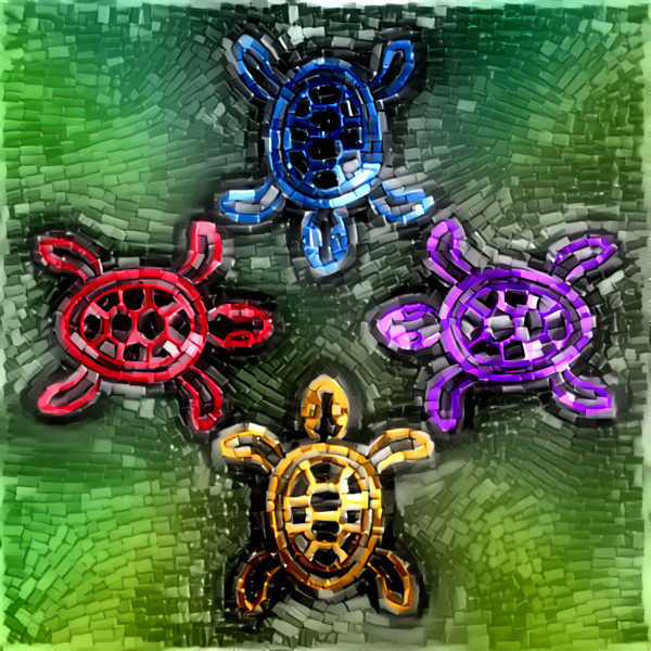 Four Little Mosaic Turtles