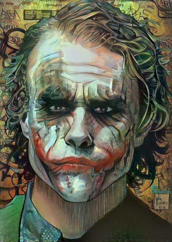 Heath Ledger as the Joker-wild style