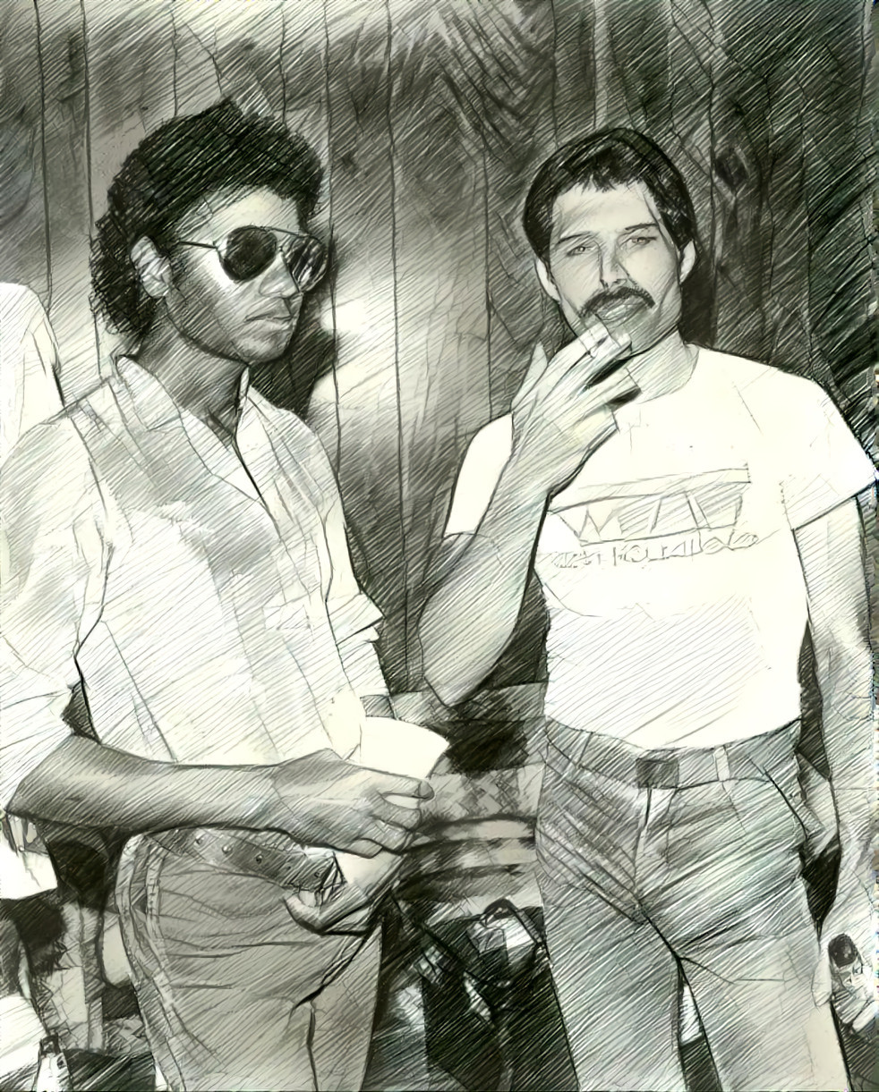 michael jackson & freddy mercury pencil drawing