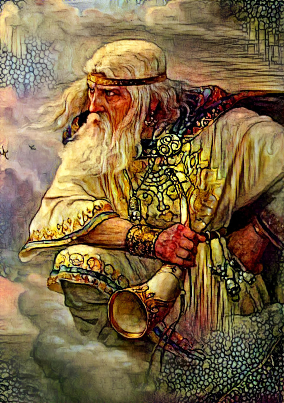 Stribog (aka the “Wind Lord") is the Slavic god of air.  Artwork by Andrei Shishkin Alekseevich.