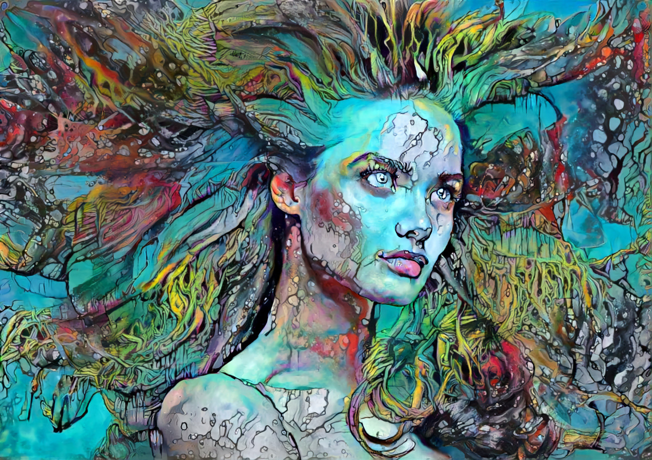 remi kasia with wild hair - turquoise