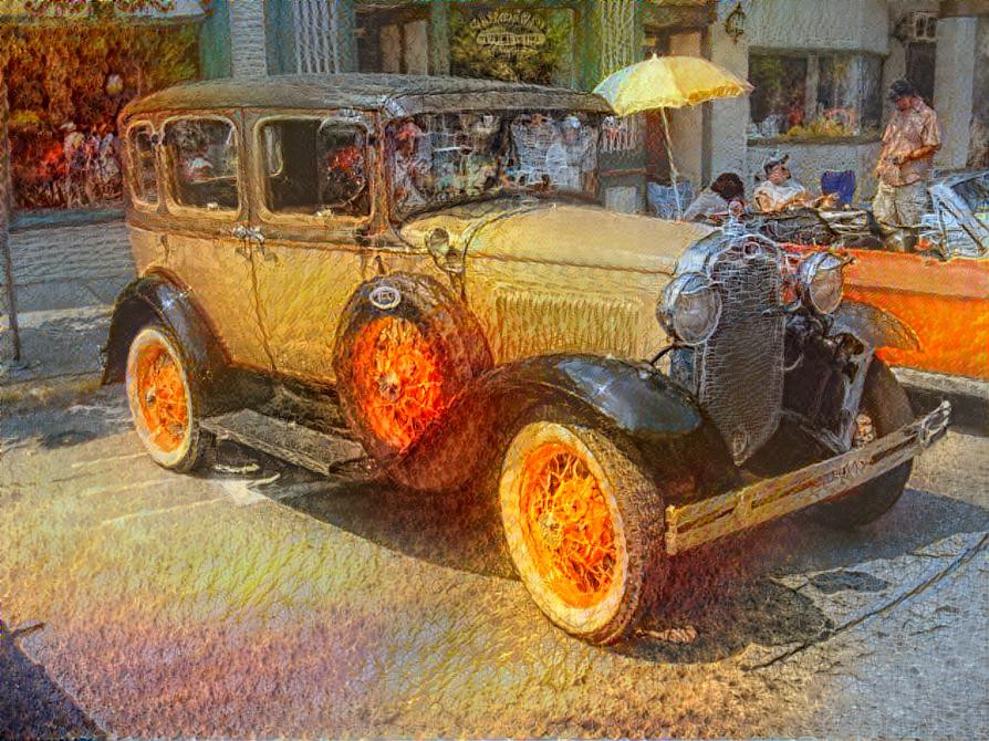 Tri Color Model A Ford at Car Show