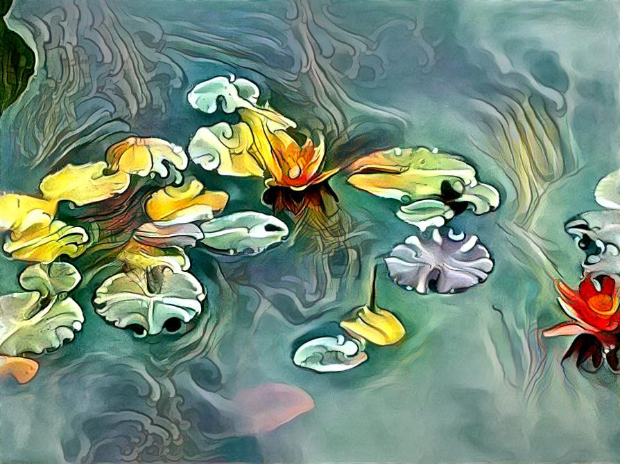 Water lilies, Koi: National Arboretum