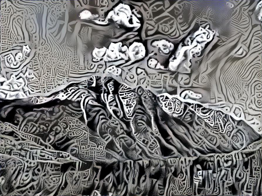 Swirly B & W Mountain