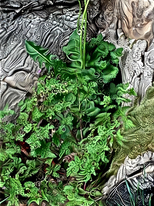 Plant climbing rockface