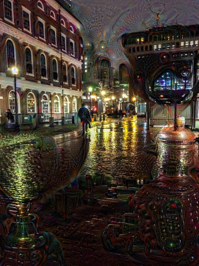 Rainy night Faneuil Hall Boston