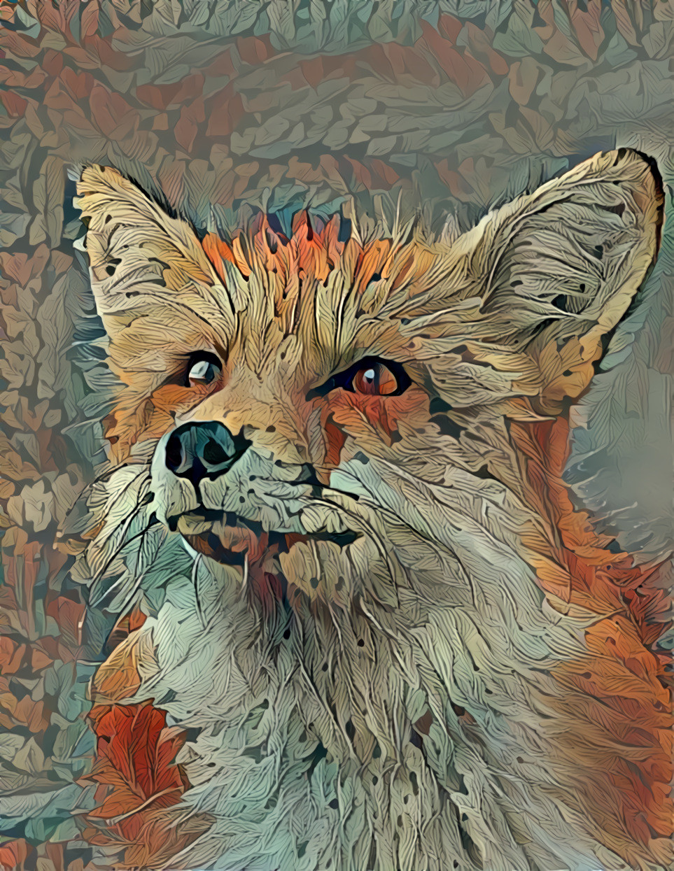 Leafy wallpaper fox