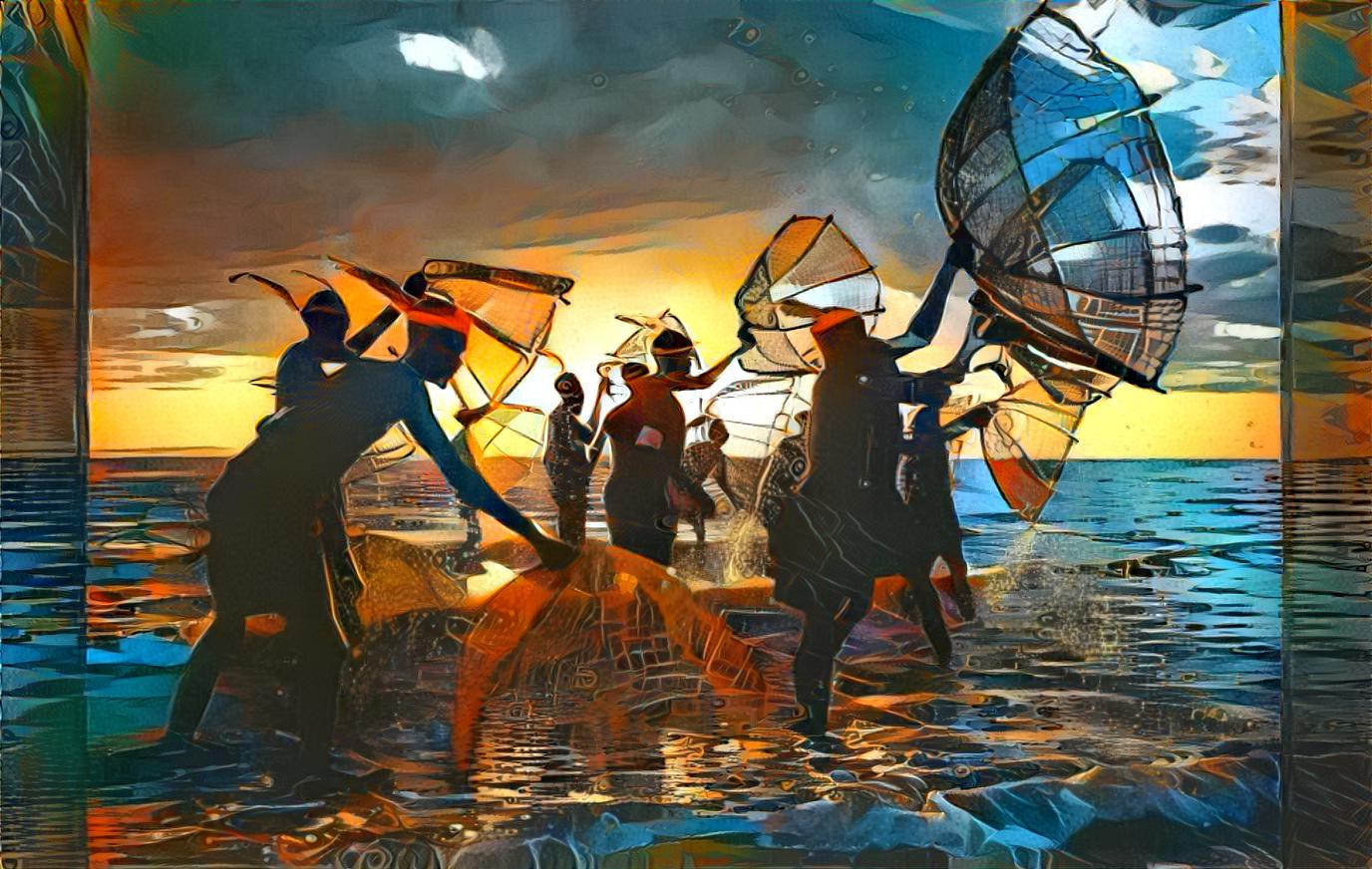 Fishermen on Lake Turkana -- Northern Kenya