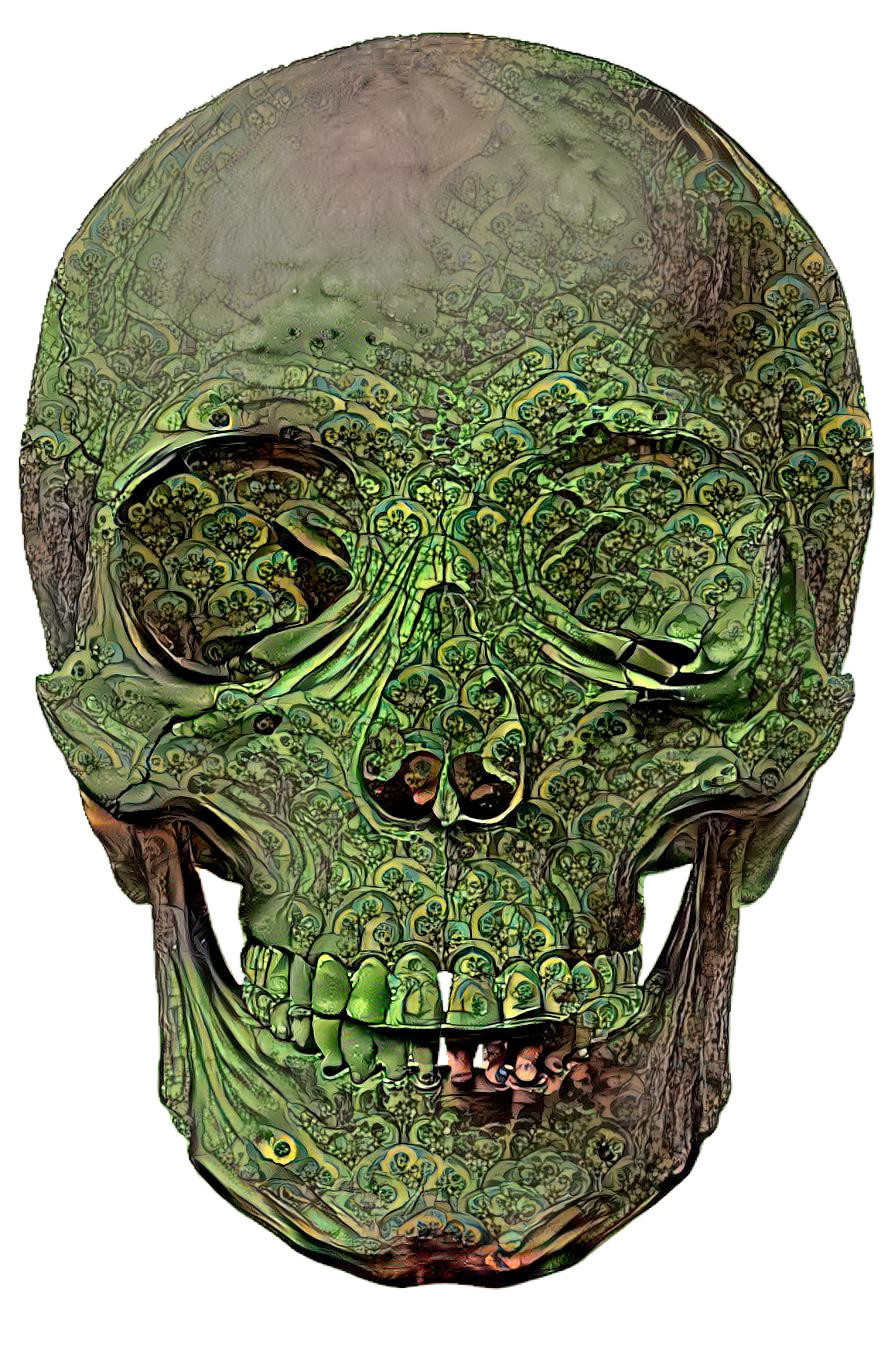 Swirly green skull