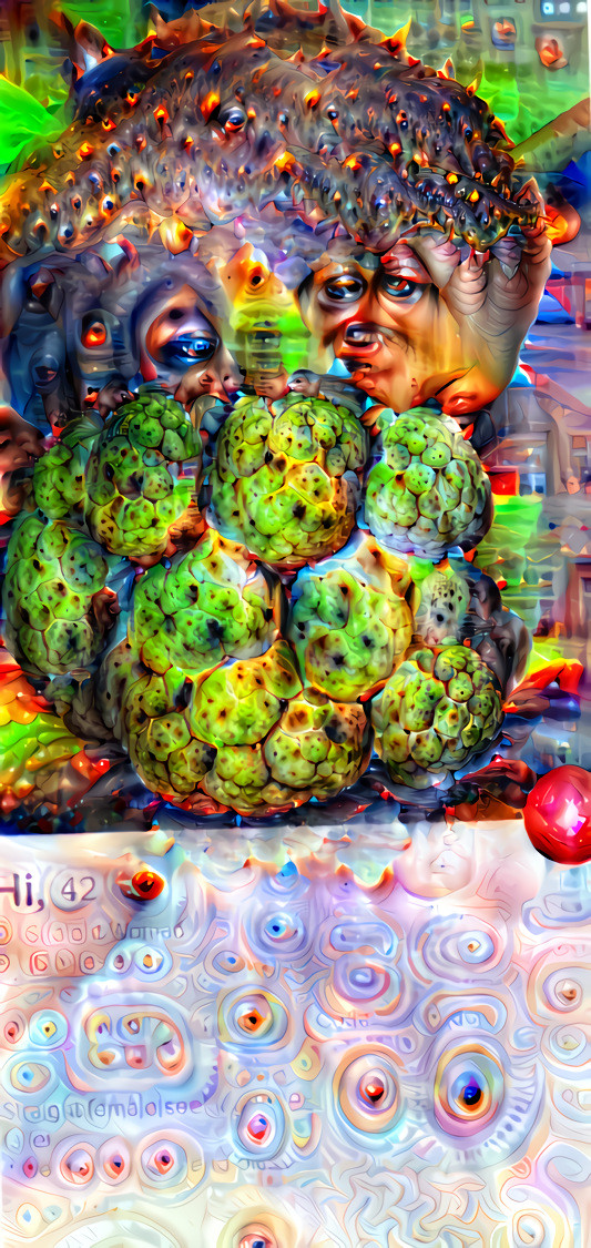 This is what deep dream found in featureless tinder profile pic