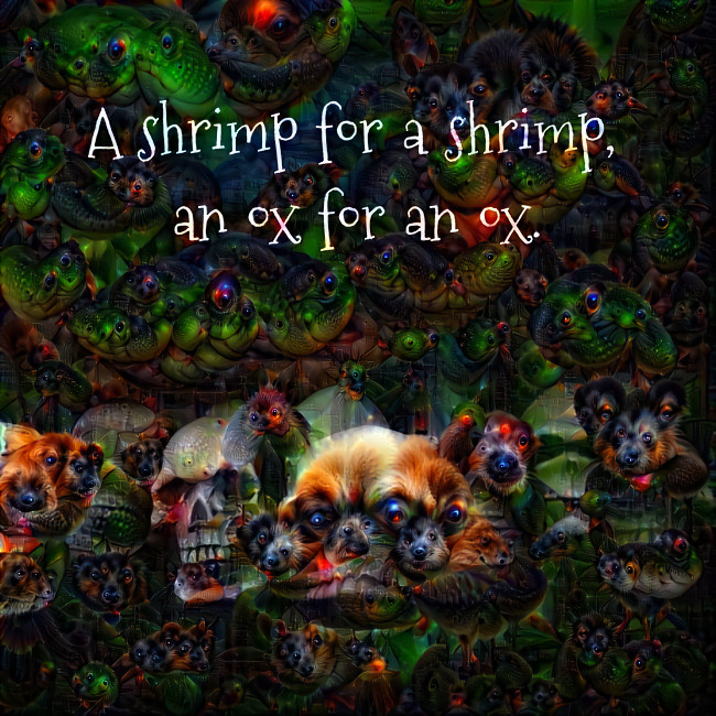 A shrimp for a shrimp, an ox for an ox