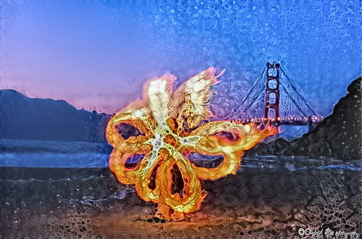 Fractal GlitterGirl Sunset Firedancing Golden Gate