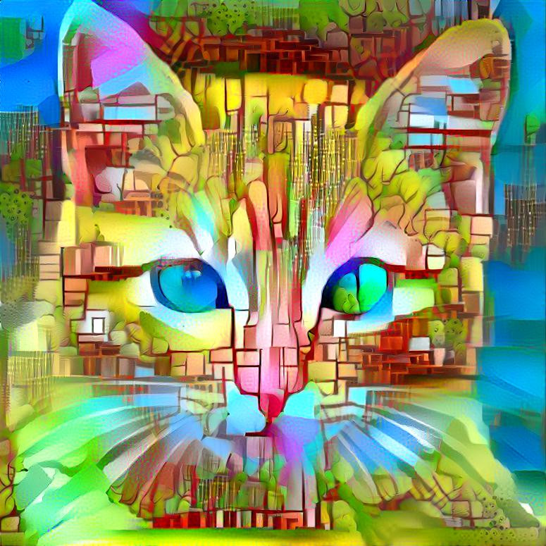 Style: Picture by Viscious-Speed (Pixabay) ; Photo: StyleGAN2 generated cat